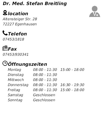 praxis dr breitling egenhausen|Arzt für Allgemeinmedizin Dr. Stefan Breitling .